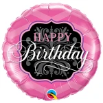18 Inch (46 cm) Qualatex Birthday Pink & Black folie ballon