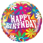 18 Inch (46 cm) Qualatex Birthday Psychedelic Daisies folie ballon