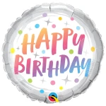 18 Inch (46 cm) Qualatex Birthday Rainbow Dots folie ballon