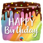 18 Inch (46 cm) Qualatex Birthday Rainbow Drip Cake folie ballon