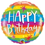 18 Inch (46 cm) Qualatex Birthday Rainbow Stripes folie ballon