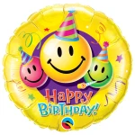 18 Inch (46 cm) Qualatex Birthday Smiley Faces folie ballon