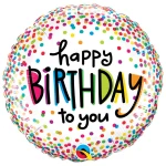 18 Inch (46 cm) Qualatex Birthday Sprinkled Dots folie ballon