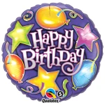 18 Inch (46 cm) Qualatex Birthday Stars & Balloons folie ballon