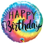 18 Inch (46 cm) Qualatex Birthday Tie Dye Swirls folie ballon