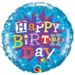 18 Inch (46 cm) Qualatex Birthday Typography Blue folie ballon