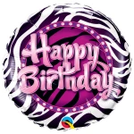 18 Inch (46 cm) Qualatex Birthday Zebra Print folie ballon