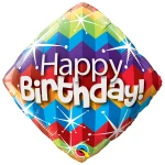 18 Inch (46 cm) Qualatex Birthday Zig Zags & Starbursts folie ballon