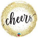 18 Inch (46 cm) Qualatex Cheers Gold Glitter Dots folie ballon