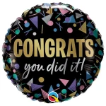 18 Inch (46 cm) Qualatex Congrats You Did It Metallic folie ballon