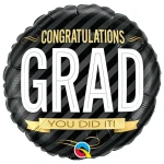 18 Inch (46 cm) Qualatex Congratulations Grad Stripes folie ballon