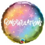 18 Inch (46 cm) Qualatex Congratulations Ombre & Stars folie ballon