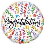 18 Inch (46 cm) Qualatex Congratulations Streamers folie ballon