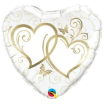 18 Inch (46 cm) Qualatex Entwined Hearts Gold folie ballon