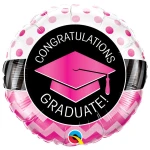 18 Inch (46 cm) Qualatex Graduate Pink Chevron Dots folie ballon