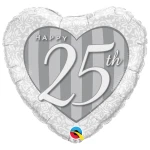 18 Inch (46 cm) Qualatex Happy 25th Damask Heart folie ballon
