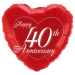 18 Inch (46 cm) Qualatex Happy 40th Anniversary folie ballon