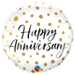 18 Inch (46 cm) Qualatex Happy Anniversary Gold Dots folie ballon