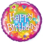 18 Inch (46 cm) Qualatex Happy Birthday Bright folie ballon