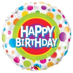 18 Inch (46 cm) Qualatex Happy Birthday Colorful Dots folie ballon
