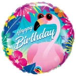 18 Inch (46 cm) Qualatex Happy Birthday Flamingo folie ballonnen