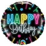 18 Inch (46 cm) Qualatex Happy Birthday Neon Glow folie ballon