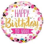 18 Inch (46 cm) Qualatex Happy Birthday to You Pink & Gold folie ballon