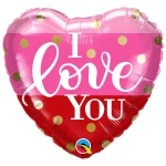 18 Inch (46 cm) Qualatex I Love You Gold Dots folie ballon