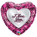 18 Inch (46 cm) Qualatex I Love You Sparkle Filigree folie ballon