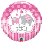 18 Inch (46 cm) Qualatex It's A Girl Elephants folie ballon