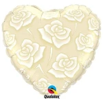 18 Inch (46 cm) Qualatex Ivory Roses On Ivory folie ballon