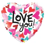 18 Inch (46 cm) Qualatex Love You Converging Hearts folie ballon