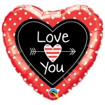 18 Inch (46 cm) Qualatex Love You Dots & Arrows folie ballon