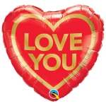 18 Inch (46 cm) Qualatex Love You Golden Heart folie ballon