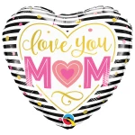 18 Inch (46 cm) Qualatex Love You M(HEART)M Stripes folie ballon