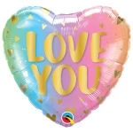 18 Inch (46 cm) Qualatex Love You Pastel Ombre & Hearts folie ballon