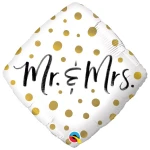 18 Inch (46 cm) Qualatex Mr. & Mrs. Gold Dots folie ballon