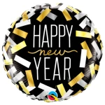 18 Inch (46 cm) Qualatex New Year Confetti Stripes folie ballon