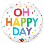 18 Inch (46 cm) Qualatex Oh Happy Day Rainbow Confetti folie ballon