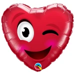 18 Inch (46 cm) Qualatex Smiley Wink Heart folie ballon