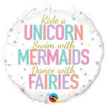 18 Inch (46 cm) Qualatex Unicorn/Mermaids/Fairies folie ballon