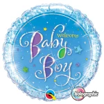 18 Inch (46 cm) Qualatex Welcome Baby Boy Stars folie ballon