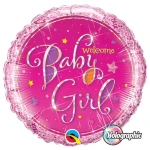 18 Inch (46 cm) Qualatex Welcome Baby Girl Stars folie ballon