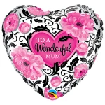 18 Inch (46 cm) Qualatex Wonderful Mum Floral Damask folie ballon