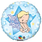 18 Inch (46 cm) Qualatex Yep I'm A Boy folie ballon
