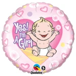 18 Inch (46 cm) Qualatex Yes I'm A Girl folie ballon