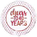 18 Inch (46 cm) Unique Cheers To 40 Years Red folie ballon