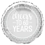 18 Inch (46 cm) Unique Cheers To 60 Years Silver Folie ballon