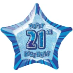 20 Inch (51 cm) Unique Blue 21st Birthday Star folie ballon