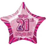 20 Inch (51 cm) Unique Pink 21st Birthday Star folie ballon